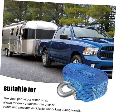 Healifty 6m Heavy Duty Tow Strap Boat Winch Strap Hook for Secure Towing Cargo Handling for Trailers and Vehicles Resistant to Wear and Abrasion in Kuwait