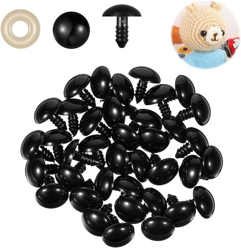 80 قطعة من عيون السلامة وغسالات 18 مم، عيون أمان 18 مم للكروشيه، عين كروشيه بلاستيكية كبيرة من البلاستيك الأسود للحيوانات المحشوة، حيوانات الدمى لصناعة زخارف الهالوين in Kuwait