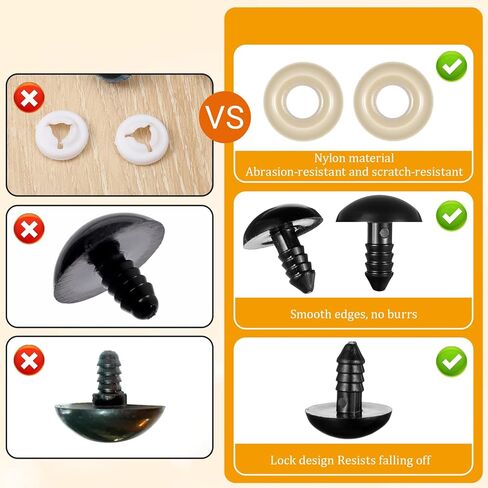 80 قطعة من عيون السلامة وغسالات 18 مم، عيون أمان 18 مم للكروشيه، عين كروشيه بلاستيكية كبيرة من البلاستيك الأسود للحيوانات المحشوة، حيوانات الدمى لصناعة زخارف الهالوين in Kuwait