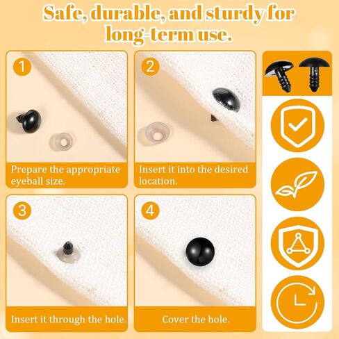 80 قطعة من عيون السلامة وغسالات 18 مم، عيون أمان 18 مم للكروشيه، عين كروشيه بلاستيكية كبيرة من البلاستيك الأسود للحيوانات المحشوة، حيوانات الدمى لصناعة زخارف الهالوين in Kuwait
