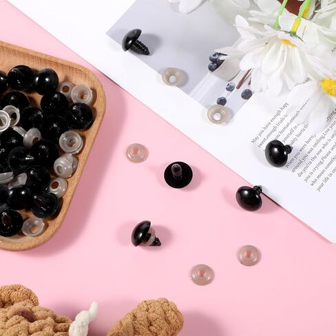 80 قطعة من عيون السلامة وغسالات 18 مم، عيون أمان 18 مم للكروشيه، عين كروشيه بلاستيكية كبيرة من البلاستيك الأسود للحيوانات المحشوة، حيوانات الدمى لصناعة زخارف الهالوين in Kuwait