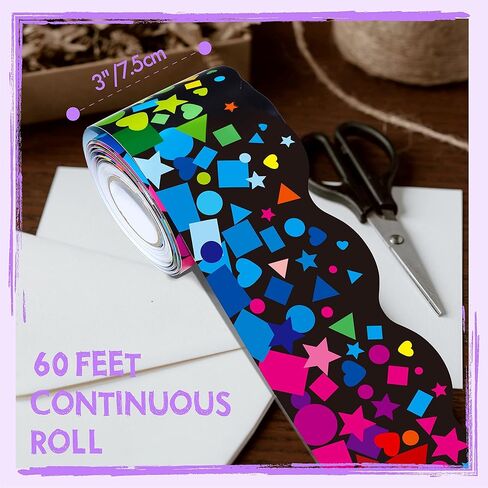 60 Feet Bulletin Board Borders, Scalloped Confetti Rolled Border Trim Decorate Bulletin Boards, Walls, Desks, Windows, Doors for School, Classroom & Offices in Saudi Arabia
