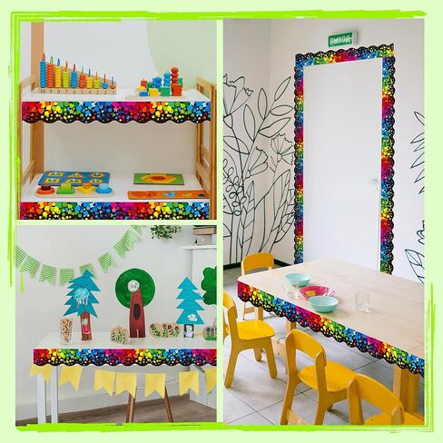 60 Feet Bulletin Board Borders, Scalloped Confetti Rolled Border Trim Decorate Bulletin Boards, Walls, Desks, Windows, Doors for School, Classroom & Offices in Saudi Arabia