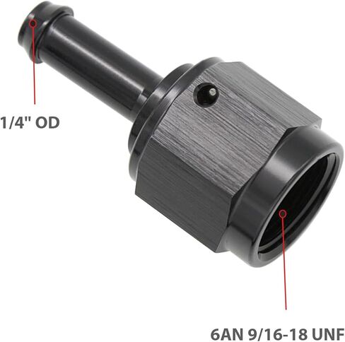 Aluminum Straight 6AN Female Swivel to 5/16" Push on Hose Barb Fitting Adapter Alloy Black in Kuwait