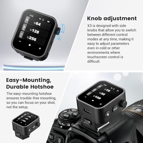 Godox X3-C TTL Wireless Flash Trigger for Canon Camera, 1/8000s HSS TTL TCM Function, Built-in Battery Touchscreen Flash Transmitter Compatible with Canon R5 R6 R7 5D 6D in Kuwait