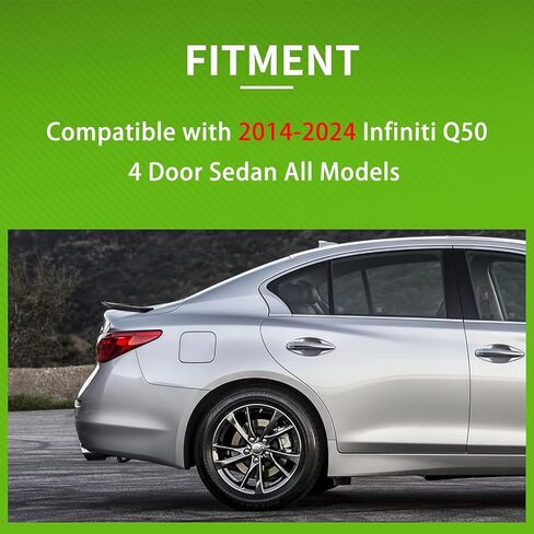 سبويلر أسود لامع طراز M4 لسيارة إنفينيتي Q50 Q50S سيدان الخلفي سبويلر جناح الشفاه متوافق مع موديلات 2014-2024 ذات 4 أبواب in Kuwait