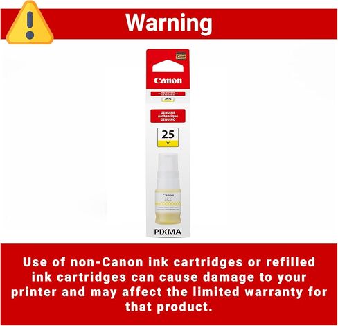 Canon GI-25 Genuine Yellow Ink Bottle, Compatible with Megatank GX2020, and GX1020 Printers in Saudi Arabia