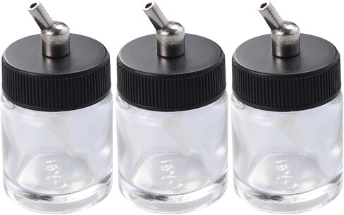 TEHAUX 3Pcs 22Cc Airbrush Bottles with Caps - Refillable Glass Paint Cups Compatible with Master Iwata Badger Siphon Feed Airbrushes for Model Painting Accessories in Saudi Arabia