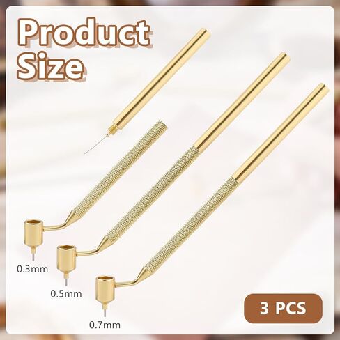 arricraft 3 Pcs Detailing Fine Line Fluid Writer Paint Applicator Pen, 0.3mm 0.5mm 0.7mm Golden Aluminum Touch up Paint Applicator Fine Line Pen Precision for Painting, Rock Chips and Scratch Repair in Saudi Arabia