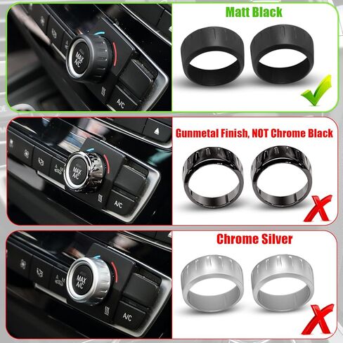 Jaronx Compatible with BMW Climate Control Knob Ring & Radio Volume Button Cover for 1'F20 F21, 2'F22 F23, 3'F30 F31, 4'F32 F33 F36, Air Conditioning Knob AC Climate Button Ring for BMW(Gun Finish) in Saudi Arabia