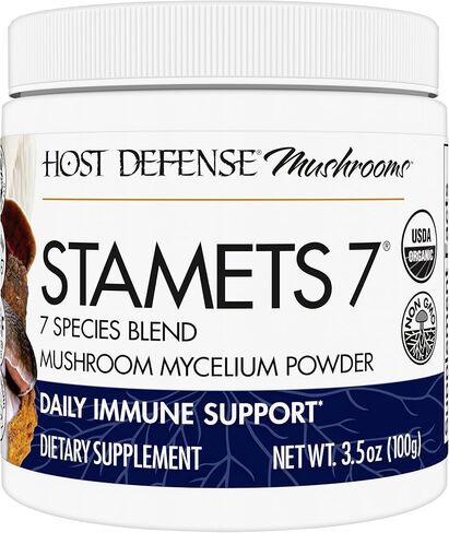 مسحوق فطر Host Defense Stamets 7 - مزيج من 7 أنواع - مكمل الفطر لدعم المناعة مع Royal Sun Blazei، وكورديسيبس، وريشي، ومايتاكي، وعرف الأسد، وشاجا، وميسيما - 7 أونصة (133 حصة)* in Kuwait