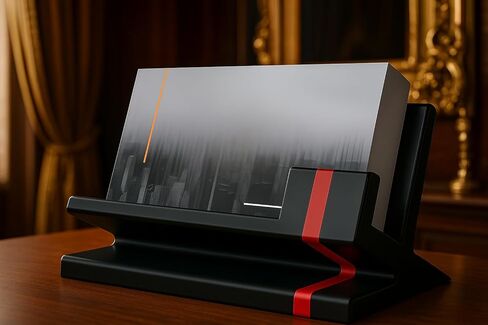 Business Card Holder for Desk – Modern Red & Black Card Display, Stylish Office Desk Accessory for Men & Women in Saudi Arabia