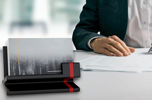 Business Card Holder for Desk – Modern Red & Black Card Display, Stylish Office Desk Accessory for Men & Women in Saudi Arabia