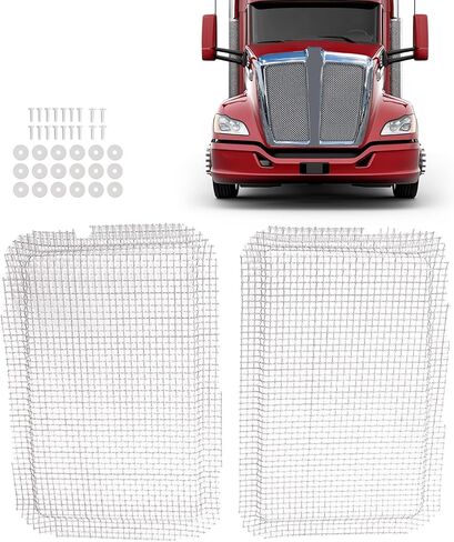 شاشة علة الشبكة متوافقة مع 2010-2024 Kenworth T680 إطار مصبغة لوحة إدراج سائق وجانب الركاب الألومنيوم فضي in Saudi Arabia