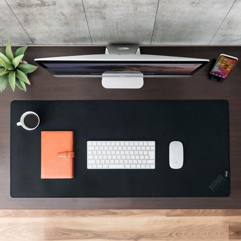 Dual Sided Leather Desk Mat, Non-Slip PU Leather Large Mouse Pad, Waterproof Desk Mat for Home Office and Decor(23.6" x 11.8" Black) in Saudi Arabia