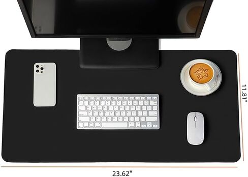 Dual Sided Leather Desk Mat, Non-Slip PU Leather Large Mouse Pad, Waterproof Desk Mat for Home Office and Decor(23.6" x 11.8" Black) in Saudi Arabia