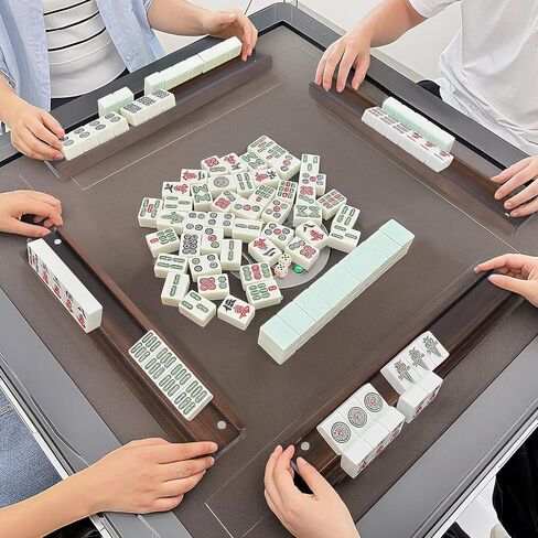 Mahjong Racks with Pushers Set of 4, All-in-One Tile Wooden Mahjong Racks 4 Strong Magnetism Attached Pushers, Dice & Storage Bags for American Mahjong Tile (Wood) in Saudi Arabia