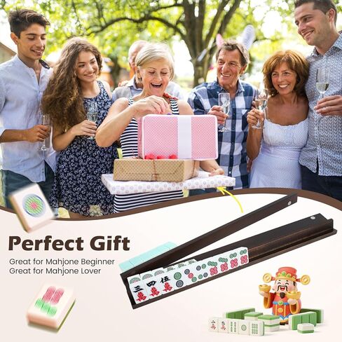 Mahjong Racks with Pushers Set of 4, All-in-One Tile Wooden Mahjong Racks 4 Strong Magnetism Attached Pushers, Dice & Storage Bags for American Mahjong Tile (Wood) in Saudi Arabia