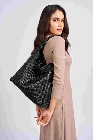 MELOLILA Large Woven Bag Tote Bags for Women Vegan Leather Tote Bag Woven Purse Woven Handbag in Saudi Arabia