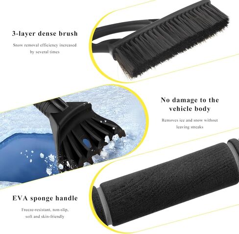 Car Snow Brush and Ice Scraper, 24" Scratch Free Snow Remover with Comfortable Foam Grip, Detachable Winter Cleaning Brush Ice Scraper for Car Windshield Window Roof (Blue) in Saudi Arabia