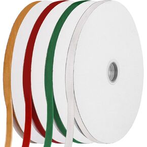4 Rolls 100 Yards Christmas Velvet Ribbon 3/8 inch Thin Velvet Ribbon for Gift Wrapping Christmas Tree Ornaments Wreath Decoration Bow Making DIY Craft(Red, Green, Khaki, White) in Saudi Arabia
