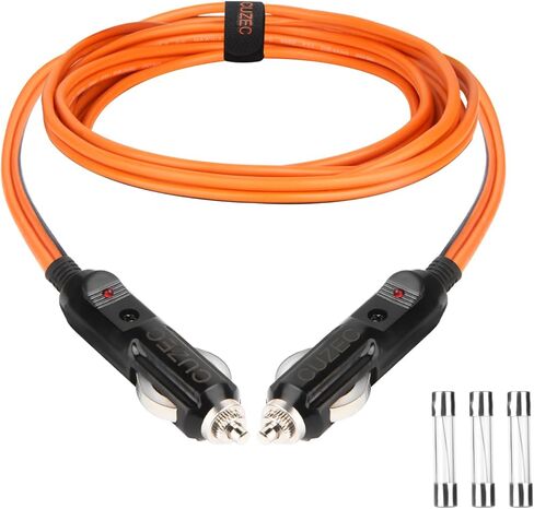 CUZEC 12AWG ذكر إلى ذكر قابس ولاعة السجائر، حماية الصمامات 30A، مؤشر LED، ملاءمة عالمية (3.5 قدم/106 سم) in Saudi Arabia