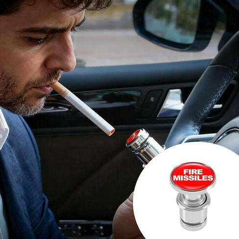 Fire Missile Button Car Cigarette Lighter Plug, Dustproof & Waterproof Aluminum Alloy Billet Cover for Cigarette Lighter Socket, 12V Vehicle Interior Decoration, Universal Fit (Red) in Saudi Arabia