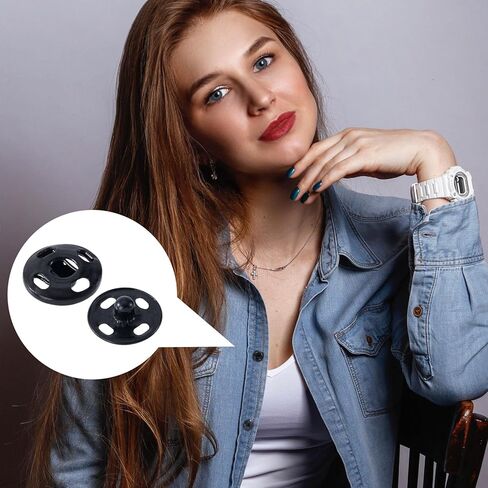 100 مجموعة من الأزرار المعدنية للخياطة، وأزرار التثبيت المفاجئة للخياطة، وأزرار الخياطة بالضغط للملابس، باللون الأسود والفضي (10 مم) in Saudi Arabia