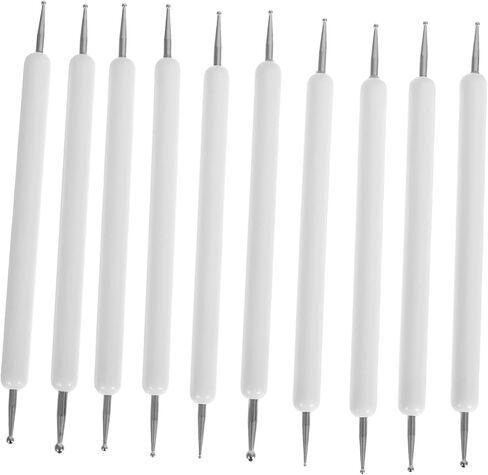 jojofuny 10pcs Embossed Pen Set Craft Embossing Tool Decorating Tools Pottery Tracing Stylus Embossing Art Tracing Tool Ball Embossing Stylus Ball Tracing Tool for Art White Iron in Saudi Arabia