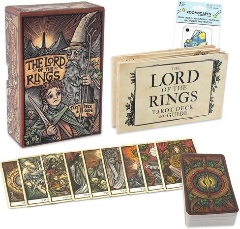 مجموعة هدايا بطاقة Lord of The Rings Tarot - حزمة مع مجموعة بطاقات Lord of The Rings Tarot ودليل دليل بالإضافة إلى ملصقات الهاتف | هدايا سيد الخواتم للنساء والرجال in Saudi Arabia