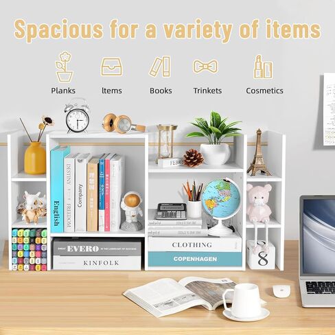 YIGANG White Desk Shelf Organizer, 3-Tier Desktop Bookshelf for Computer Desk, Small Tabletop Hutch Storage Rack, Wood Office Supplies Organizer for Dorm, Home & Student (29 Inch Wide) in Saudi Arabia