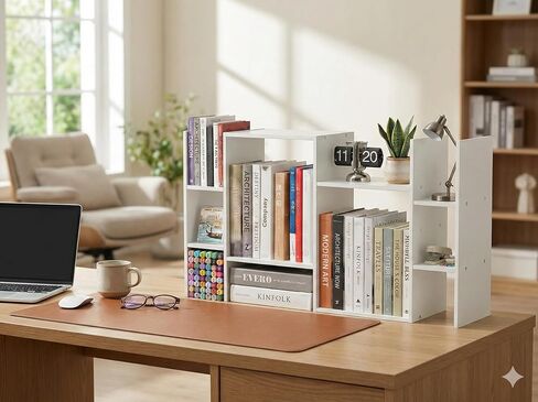 YIGANG White Desk Shelf Organizer, 3-Tier Desktop Bookshelf for Computer Desk, Small Tabletop Hutch Storage Rack, Wood Office Supplies Organizer for Dorm, Home & Student (29 Inch Wide) in Saudi Arabia