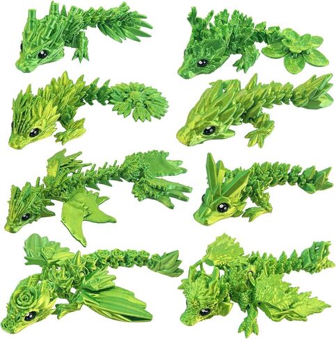 8 Pcs 3D Printed Fidget Dragons with Eyes Toy Set, Small 3D Prints Animal Models for Executive Home Office, Cute Mini Stress Relief 3-d Printer Animals Toys Decor for Adults Kids(B) in Kuwait