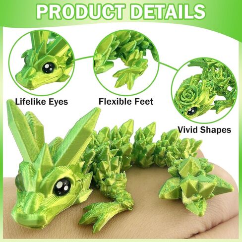 8 Pcs 3D Printed Fidget Dragons with Eyes Toy Set, Small 3D Prints Animal Models for Executive Home Office, Cute Mini Stress Relief 3-d Printer Animals Toys Decor for Adults Kids(B) in Kuwait