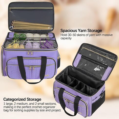 Large Knitting Bag Yarn Storage Organizer,Portable Crochet Tote Bag,Yarn Bags for Crocheting On The Go for Knitting Needles, Crochet Hooks, Knitting Accessories, Unfinished Project in Saudi Arabia