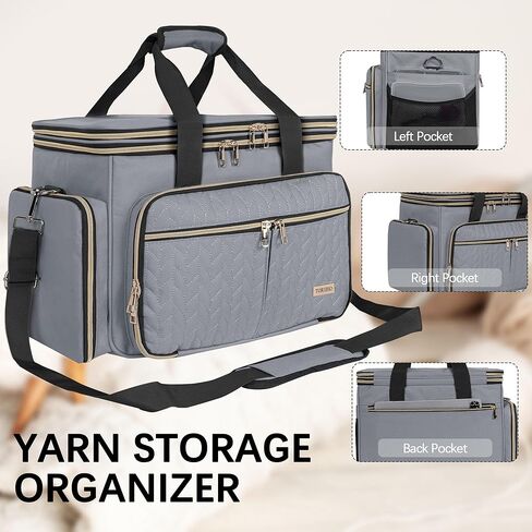 Large Knitting Bag Yarn Storage Organizer,Portable Crochet Tote Bag,Yarn Bags for Crocheting On The Go for Knitting Needles, Crochet Hooks, Knitting Accessories, Unfinished Project in Saudi Arabia