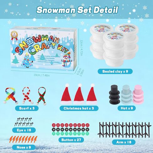 Christmas Snowman Clay Crafts Kit: Bulk Build Snowman Winter Activities DIY Air Playdough Holiday Kids Indoor Gifts - Toddler Party Toys for Students/Adults Ages 4-8 Shelf Gifts Classroom in Saudi Arabia