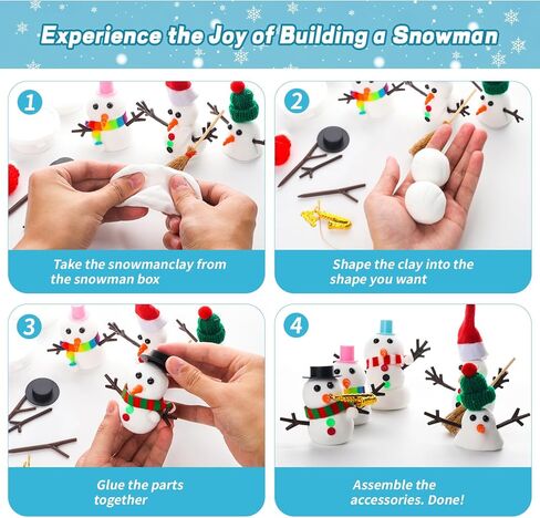 Christmas Snowman Clay Crafts Kit: Bulk Build Snowman Winter Activities DIY Air Playdough Holiday Kids Indoor Gifts - Toddler Party Toys for Students/Adults Ages 4-8 Shelf Gifts Classroom in Saudi Arabia
