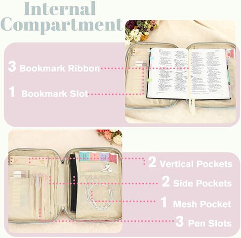 Bible Cover Case for Women, Large Bible Bag Quilted Bible Carrying Case for Girls, Christian Gifts for Women in Saudi Arabia