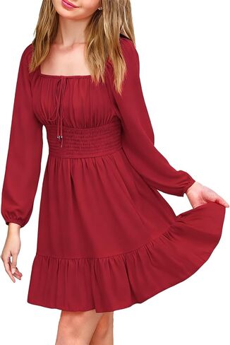 فستان Simplee Kids للفتيات ذو طبقات مكشكشة وأكمام طويلة باللون الأبيض مقاس 4 إلى مقاس 15 in Kuwait