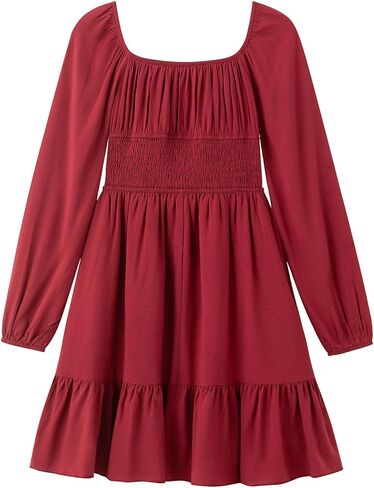 فستان Simplee Kids للفتيات ذو طبقات مكشكشة وأكمام طويلة باللون الأبيض مقاس 4 إلى مقاس 15 in Kuwait