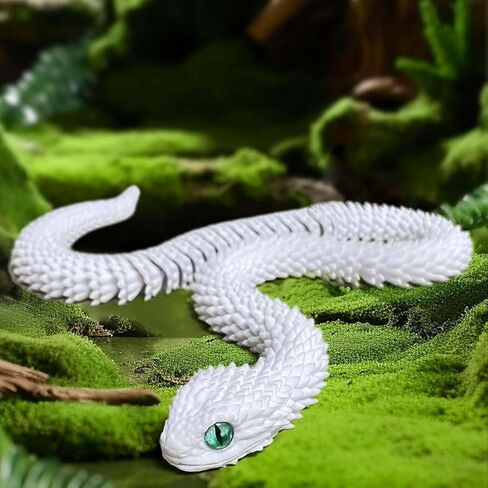 Rainbow 3D Printed Snake - 24" Extra Long Glow in The Dark Flexible Snake 3D Printed Animals Gift, Articulated Snakes Toys for Birthday, Home Decor,Sensory Toys (White+Rainbow Glowing) in Saudi Arabia