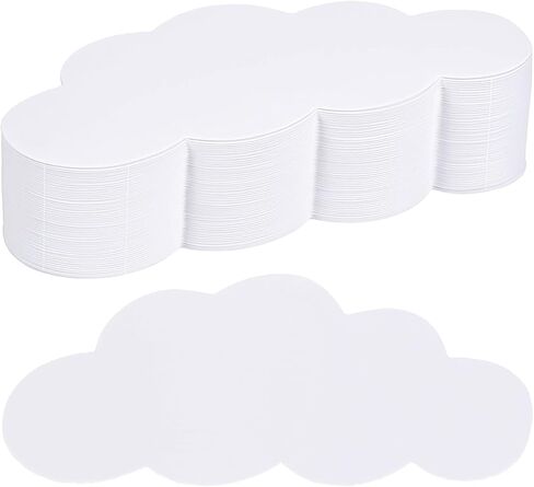 100 Pcs White Cloud Cutouts, 4-Inch Cloud Shapes Die Cut Paper Double Sided Clouds Cardstock Classroom Decoration for Bulletin Board Wall Nursery School Craft Projects Birthday Party Wall Decor, White in Saudi Arabia