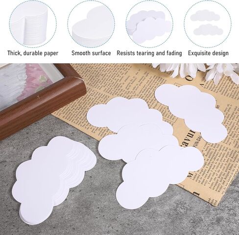 100 Pcs White Cloud Cutouts, 4-Inch Cloud Shapes Die Cut Paper Double Sided Clouds Cardstock Classroom Decoration for Bulletin Board Wall Nursery School Craft Projects Birthday Party Wall Decor, White in Saudi Arabia