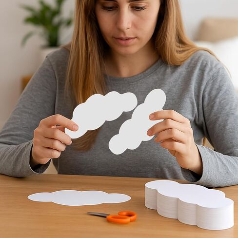 100 Pcs White Cloud Cutouts, 4-Inch Cloud Shapes Die Cut Paper Double Sided Clouds Cardstock Classroom Decoration for Bulletin Board Wall Nursery School Craft Projects Birthday Party Wall Decor, White in Saudi Arabia