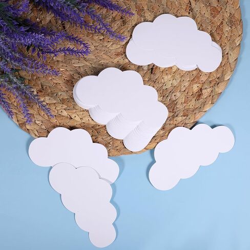 100 Pcs White Cloud Cutouts, 4-Inch Cloud Shapes Die Cut Paper Double Sided Clouds Cardstock Classroom Decoration for Bulletin Board Wall Nursery School Craft Projects Birthday Party Wall Decor, White in Saudi Arabia