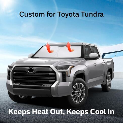 Econour Windshield Sun Shade for Toyota Tundra 2007-2026 Custom Fit Sunshade Sun Visor Protector Foldable Blocks UV Rays Keep Your Car Cooler in Saudi Arabia
