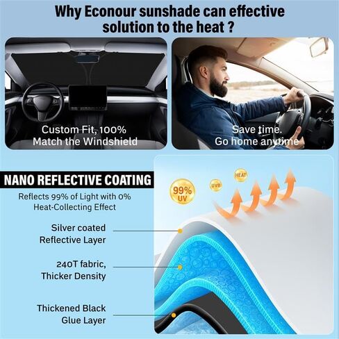 Econour Windshield Sun Shade for Toyota Tundra 2007-2026 Custom Fit Sunshade Sun Visor Protector Foldable Blocks UV Rays Keep Your Car Cooler in Saudi Arabia