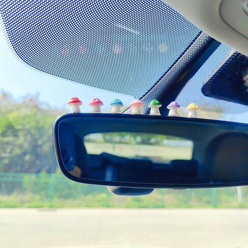 Cute Mushroom Car Ornaments for Dashboard, Funny Rear View Mirror Accessories Car Center Screen Decor, Car Dashboard Decor Little Mushroom Car Accessories Interior for Women/Men in Saudi Arabia