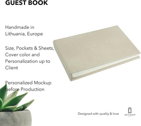 Eco Leather Guest Book | All Sizes Instant Photos Wedding Guest Book | Pictures Guest Book with Pockets | Handmade by Arcoalbum Eco Leather Guestbook Alternative in Saudi Arabia